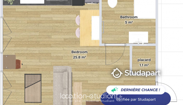 Logement �tudiant Studio &agrave; Chelles (77500)