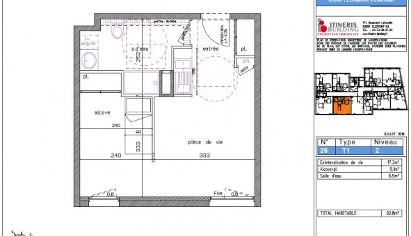 Logement tudiant Studio à Clermont Ferrand (63000)