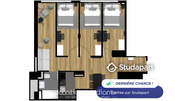 Logement �tudiant Studio &agrave; Clichy (92110)