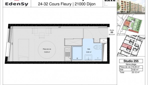 Logement tudiant Studio à Dijon (21000)