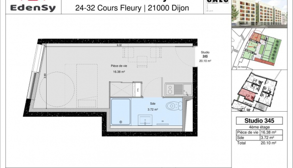Logement �tudiant Studio &agrave; Dijon (21000)