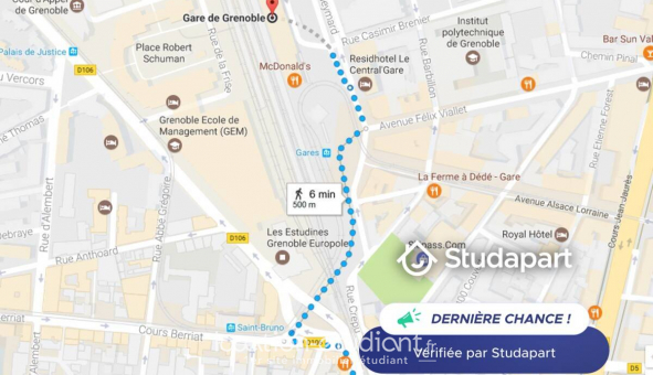 Logement tudiant Studio à Grenoble (38000)