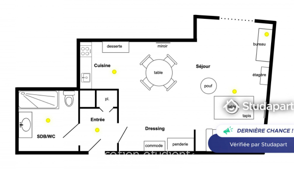 Logement tudiant Studio à Lille (59800)