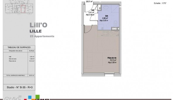 Logement �tudiant Studio &agrave; Lille (59800)