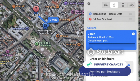 Logement �tudiant Studio &agrave; Lille (59800)