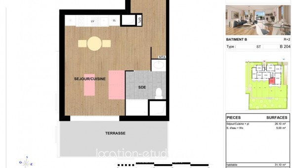Logement �tudiant Studio &agrave; Longeville l�s Metz (57050)