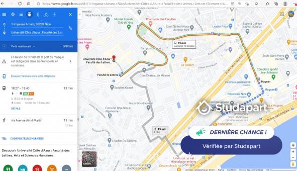 Logement �tudiant Studio &agrave; Nice (06100)