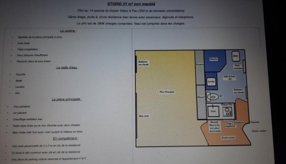 Logement tudiant Studio à Pau (64000)