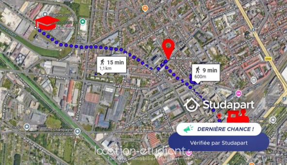Logement étudiant Location Studio Meublé Reims (51100)