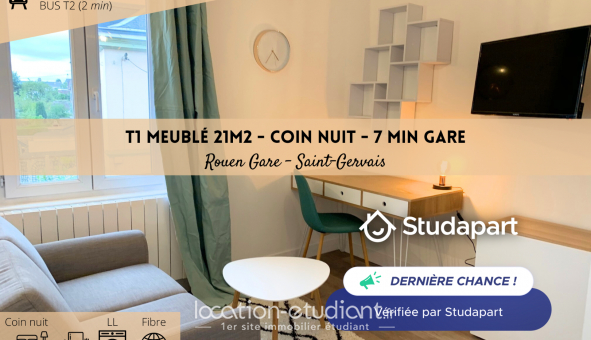Logement tudiant Location Studio Meublé Rouen (76100)