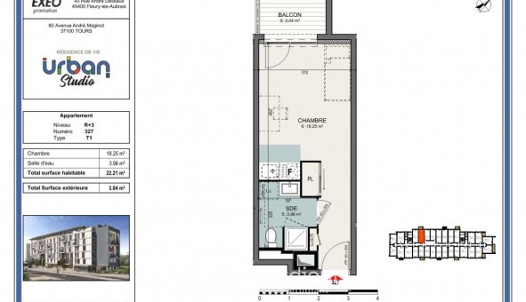 Logement �tudiant Studio &agrave; Tours (37000)