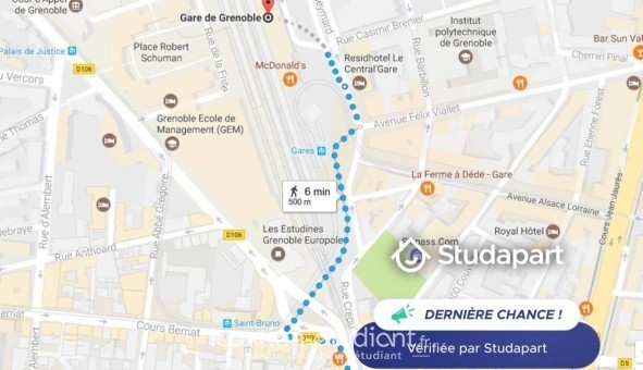 Logement étudiant Studio &agrave; Grenoble (38000)