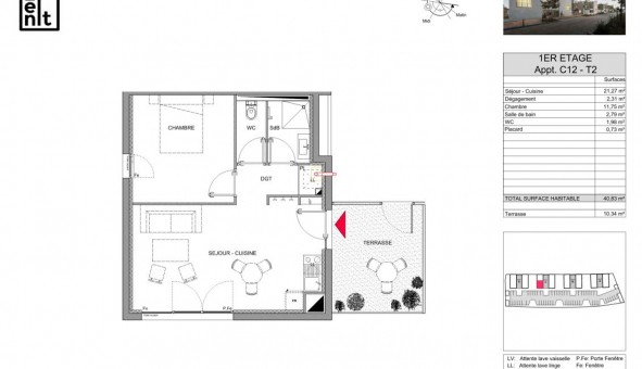 Logement �tudiant T2 &agrave; Amiens (80090)