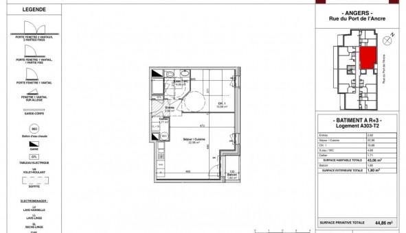 Logement �tudiant T2 &agrave; Angers (49000)