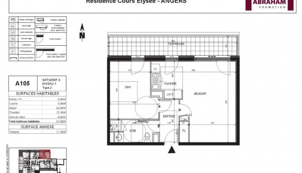 Logement �tudiant T2 &agrave; Angers (49000)