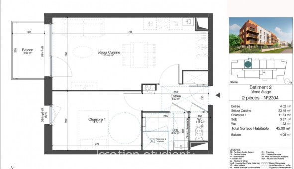 Logement tudiant T2 à Armentires (59280)
