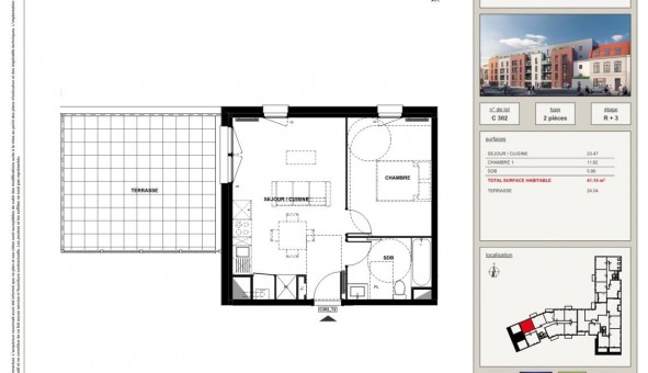 Logement �tudiant T2 &agrave; Armenti�res (59280)