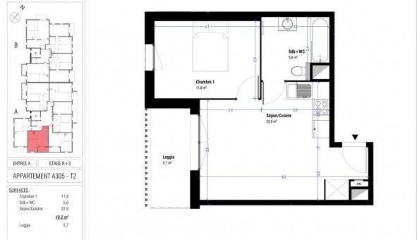 Logement tudiant T2 à Arras (62000)