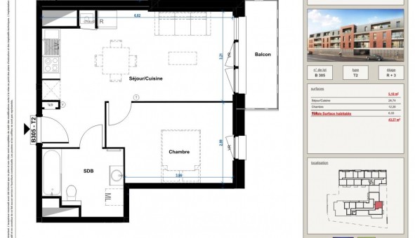 Logement �tudiant T2 &agrave; Arras (62000)