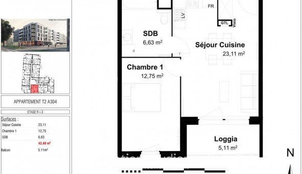 Logement �tudiant T2 &agrave; Arras (62000)