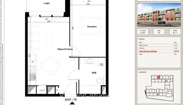 Logement �tudiant T2 &agrave; Arras (62000)
