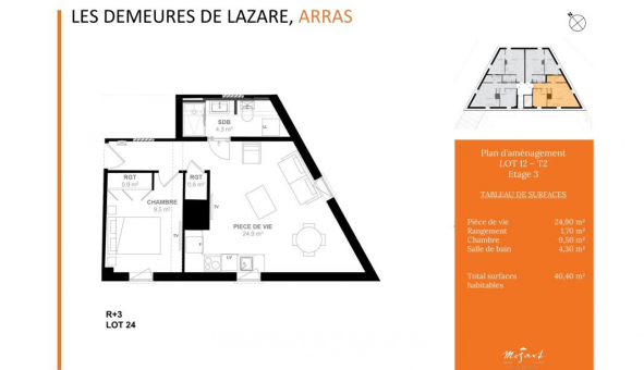 Logement �tudiant T2 &agrave; Arras (62000)