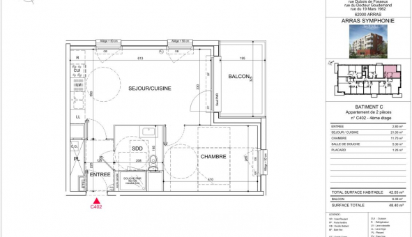Logement �tudiant T2 &agrave; Arras (62000)