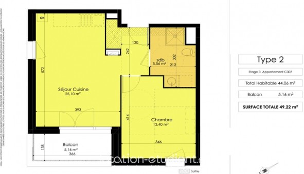 Logement �tudiant T2 &agrave; Aulnoy lez Valenciennes (59300)