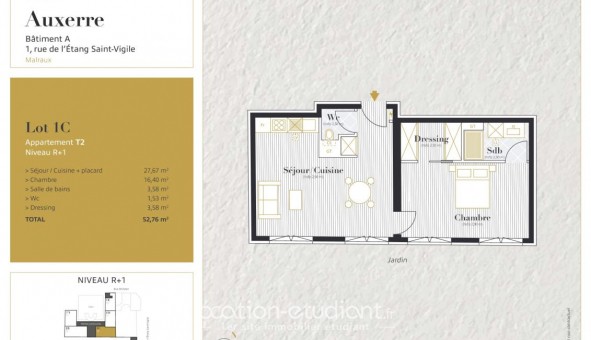 Logement �tudiant T2 &agrave; Auxerre (89000)