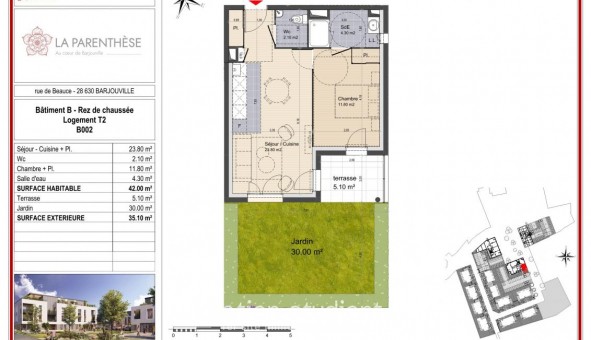 Logement tudiant T2 à Barjouville (28630)