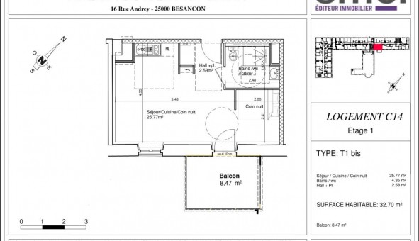 Logement tudiant T2 à Besanon (25000)