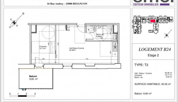 Logement tudiant T2 à Besanon (25000)