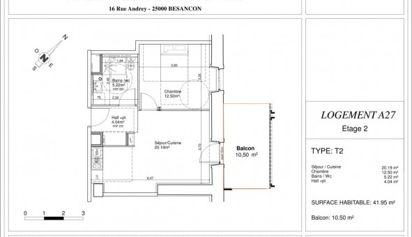 Logement tudiant T2 à Besanon (25000)