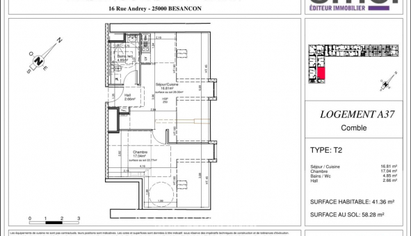 Logement �tudiant T2 &agrave; Besan�on (25000)