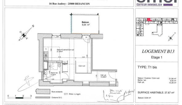 Logement �tudiant T2 &agrave; Besan�on (25000)
