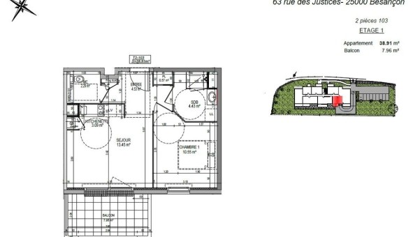Logement �tudiant T2 &agrave; Besan�on (25000)
