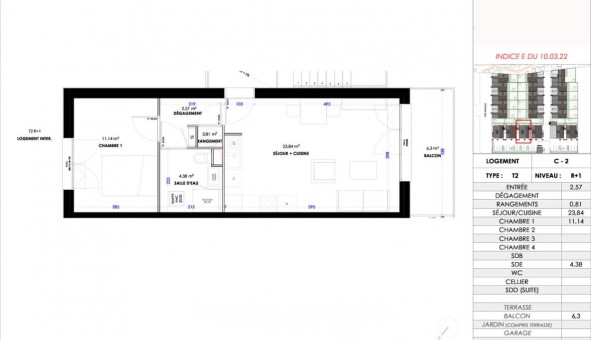 Logement �tudiant T2 &agrave; Bezannes (51430)