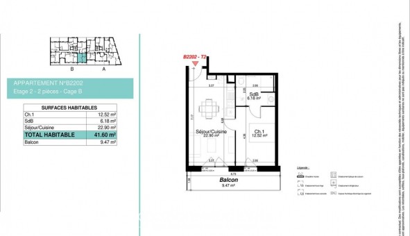 Logement �tudiant T2 &agrave; Bezannes (51430)