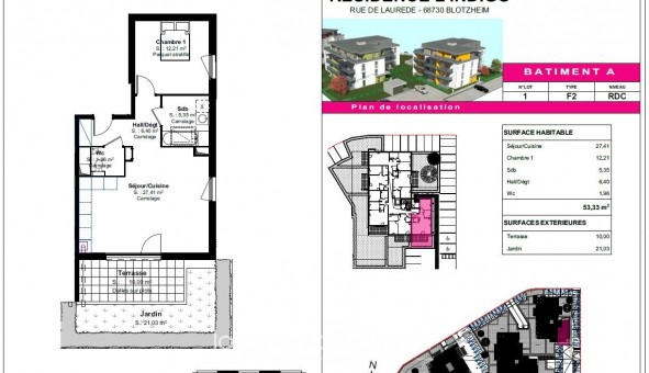 Logement �tudiant T2 &agrave; Blotzheim (68730)