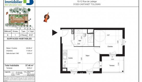 Logement �tudiant T2 &agrave; Castanet Tolosan (31320)