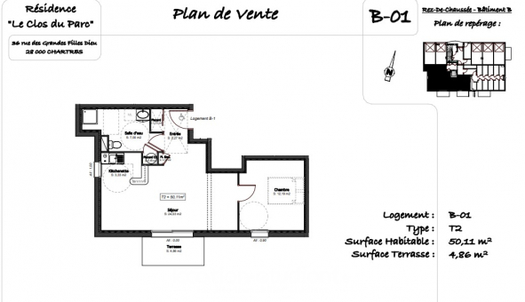 Logement tudiant T2 à Chartres (28000)