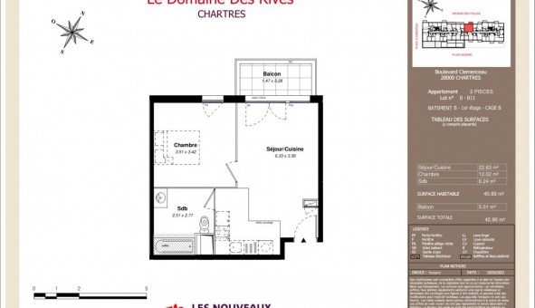 Logement tudiant T2 à Chartres (28000)