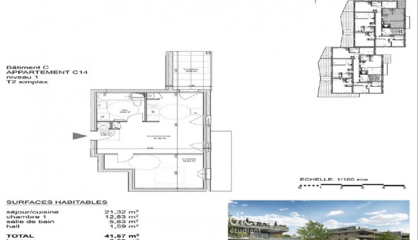 Logement �tudiant T2 &agrave; Colmar (68000)