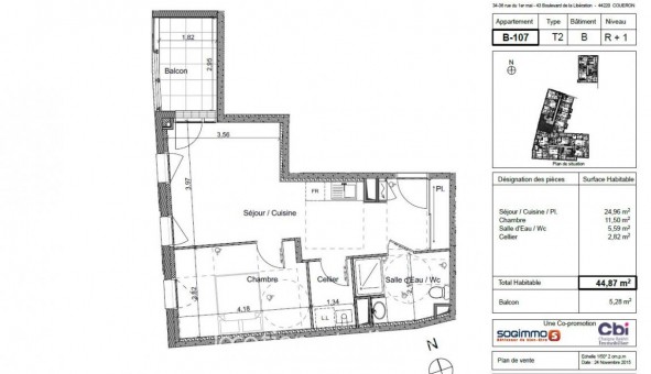 Logement tudiant T2 à Couron (44220)
