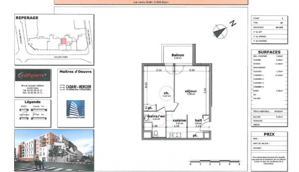 Logement tudiant T2 à Dijon (21000)