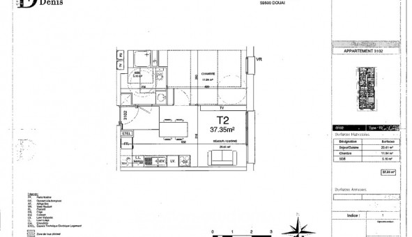 Logement tudiant T2 à Douai (59500)