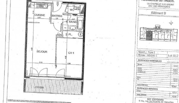 Logement �tudiant T2 &agrave; La Chapelle sur Erdre (44240)