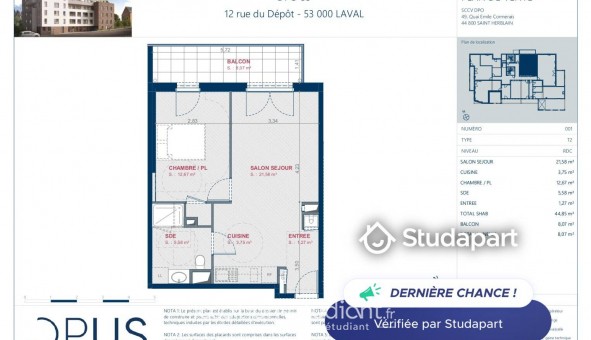 Logement tudiant T2 à Laval (53000)