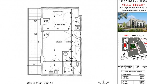 Logement tudiant T2 à Le Coudray (28630)