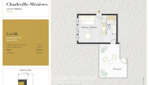 Logement tudiant T2 à Les Ayvelles (08000)